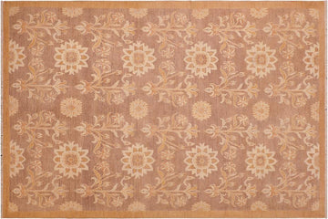 handmade Transitional Kafkaz Chobi Ziegler Brown Gold Hand Knotted RECTANGLE 100% WOOL area rug 6 x 9